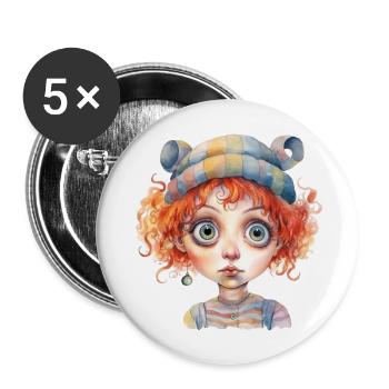 Dessin d’aquarelles de femme - Lot de 5 grands badges (56 mm) - blanc - Devant