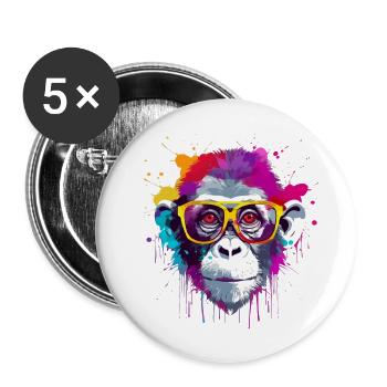 Ben the monkey - Buttons large 2.2''/56 mm (5-pack) - white - Front