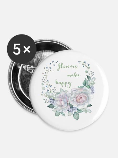 flowers - Buttons groß 56 mm (5er Pack) - Weiß