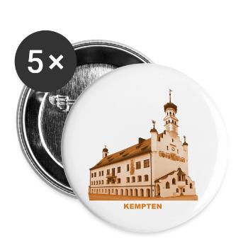 Kempten Town Hall, Allgäu, Swabia, Bavaria - Buttons large 2.2''/56 mm (5-pack) - white - Front