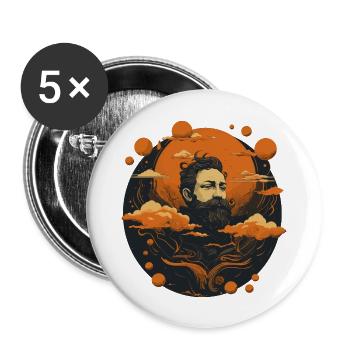 Barber - Buttons groß 56 mm (5er Pack) - Weiß - Vorne