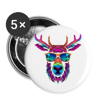 Nature America American Elk Animal Shelter Wild - Lot de 5 grands badges (56 mm) - blanc - Devant