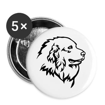 Pyrenäenberghund Kopf "Black Edition" - Buttons groß 56 mm (5er Pack) - Weiß - Vorne