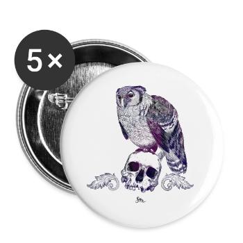 Milchuhu und Schädel mit Ornamenten - Buttons groß 56 mm (5er Pack) - Weiß - Vorne
