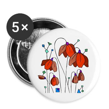Fleur - Lot de 5 grands badges (56 mm) - blanc - Devant