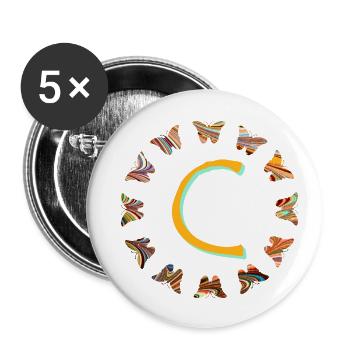 Lépidoptères E 56 C - Lot de 5 grands badges (56 mm) - blanc - Devant
