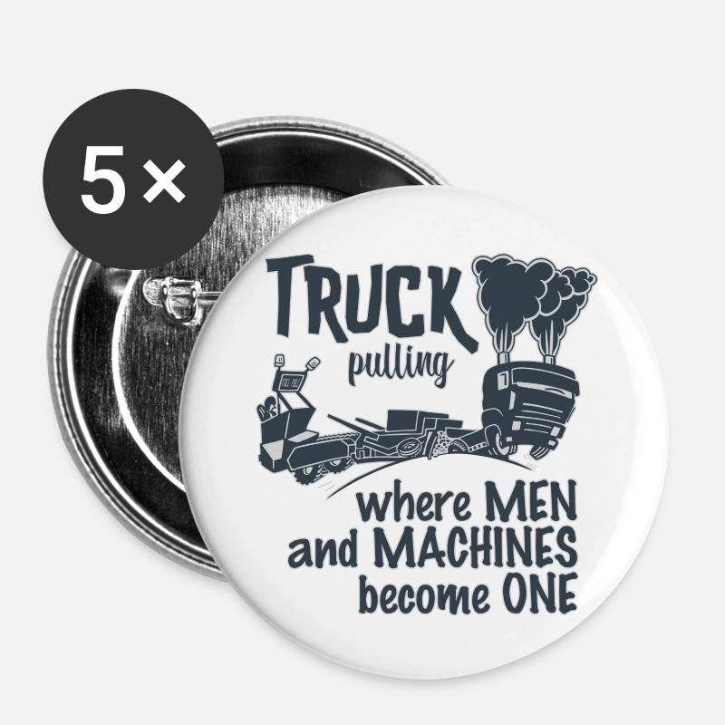 truck pulling duotone - Buttons large 2.2''/56 mm (5-pack) - white