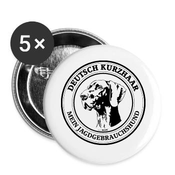 Deutsch Kurzhaar Jagdgebrauchshund Jagdhunde Jagd - Buttons groß 56 mm (5er Pack) - Weiß - Vorne