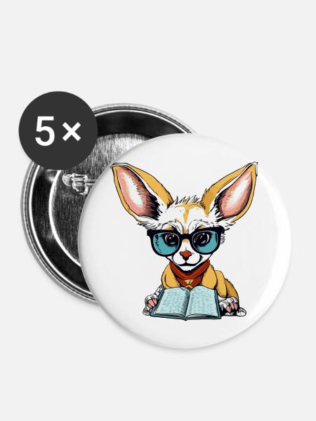 Mit dem Fennek - Buttons groß 56 mm (5er Pack) - Weiß