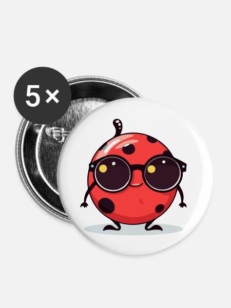 Limi Marienkäfer - Buttons groß 56 mm (5er Pack) - Weiß