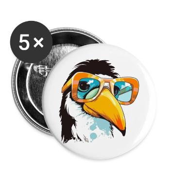 Look the toucan - Buttons large 2.2''/56 mm (5-pack) - white - Front