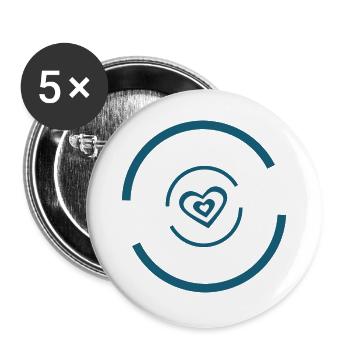 blue heart valentine's day - Buttons large 2.2''/56 mm (5-pack) - white - Front