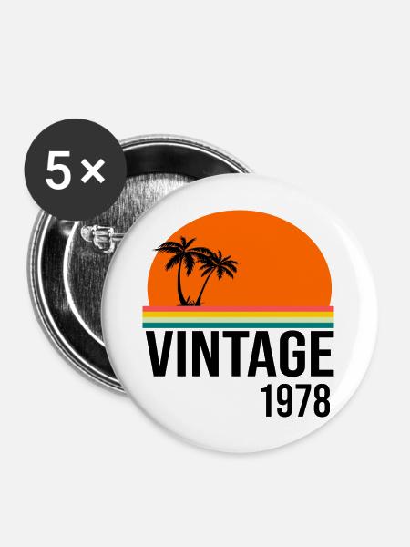 Jahrgang 1978 - Buttons groß 56 mm (5er Pack) - Weiß