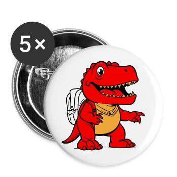 Trex mit Rucksack - Buttons groß 56 mm (5er Pack) - Weiß - Vorne