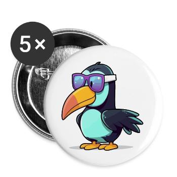 Den Tukan auf die Mühle bringen - Buttons groß 56 mm (5er Pack) - Weiß - Vorne