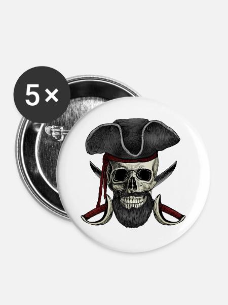 Pirat, Freibeuter, Freibeuter, Freibeuter - Buttons groß 56 mm (5er Pack) - Weiß