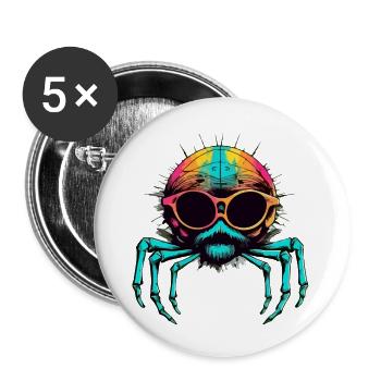 Mikala l'araignée à lunettes - Lot de 5 grands badges (56 mm) - blanc - Devant