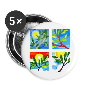 Lachender Olivenzweig - Nachhaltige Harmonie - Buttons groß 56 mm (5er Pack) - Weiß - Vorne