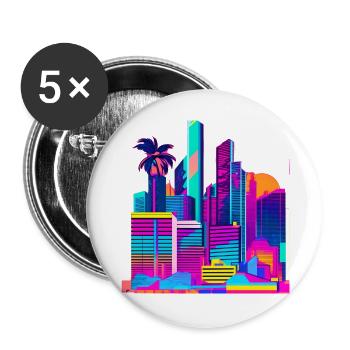 80s Skyline - Buttons groß 56 mm (5er Pack) - Weiß - Vorne