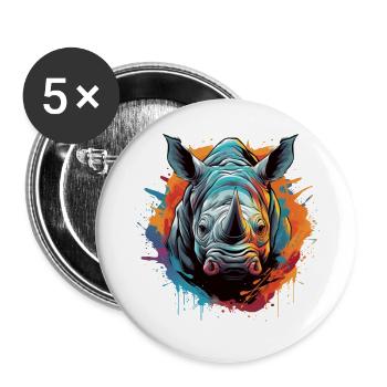 Party Nashorn - Buttons groß 56 mm (5er Pack) - Weiß - Vorne