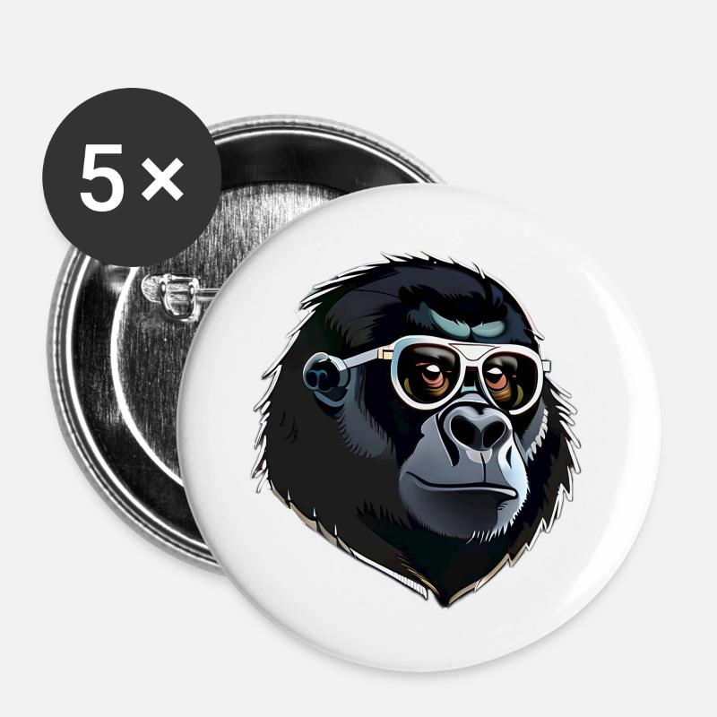 Gorilla head - Buttons large 2.2''/56 mm (5-pack) - white