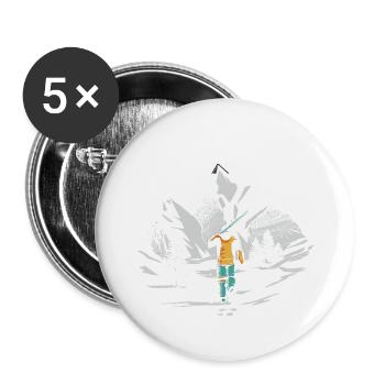 Skiing in the mountains - Buttons large 2.2''/56 mm (5-pack) - white - Front