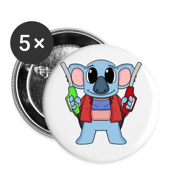 Gas station attendant Koala gas station - Buttons large 2.2''/56 mm (5-pack) - white - Front