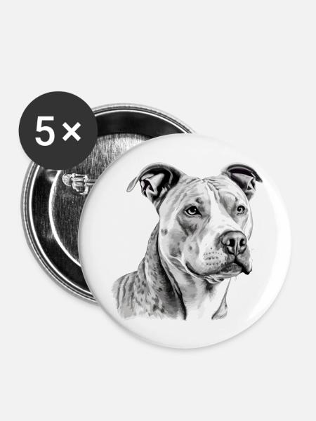 Jack der Pitbull - Buttons groß 56 mm (5er Pack) - Weiß