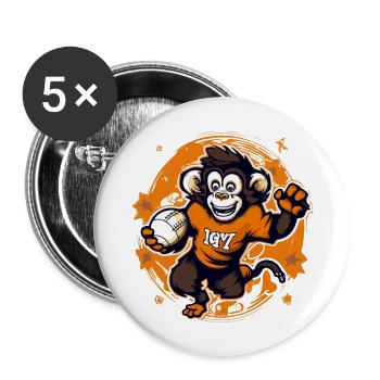 Mako the rugby monkey - Buttons large 2.2''/56 mm (5-pack) - white - Front