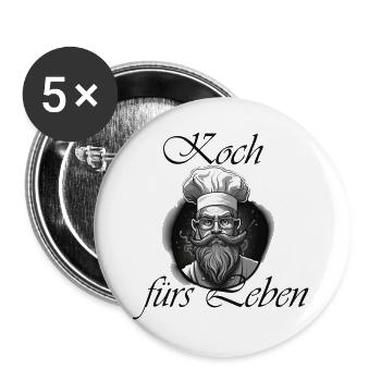 Koch fürs Leben - Buttons groß 56 mm (5er Pack) - Weiß - Vorne