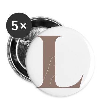 Letter L Magic Butterfly - Buttons large 2.2''/56 mm (5-pack) - white - Front