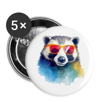 Keke der Dachs - Buttons groß 56 mm (5er Pack) - Weiß - Vorne