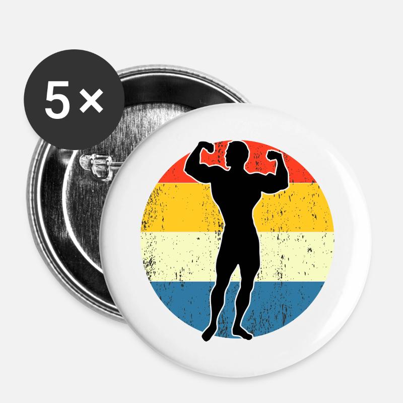 Retro Vintage workout Sunset Design - Buttons large 2.2''/56 mm (5-pack) - white