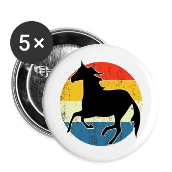 Vintage Retro Pferd Sonnenuntergang für Pferdeliebhaber - Buttons groß 56 mm (5er Pack) - Weiß - Vorne