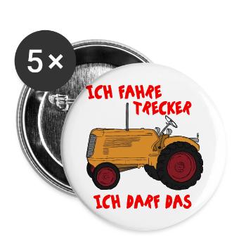 Ich fahre Trecker ich darf das - Buttons groß 56 mm (5er Pack) - Weiß - Vorne