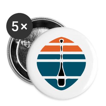 Paddel Sonnenuntergang Logo - Buttons groß 56 mm (5er Pack) - Weiß - Vorne