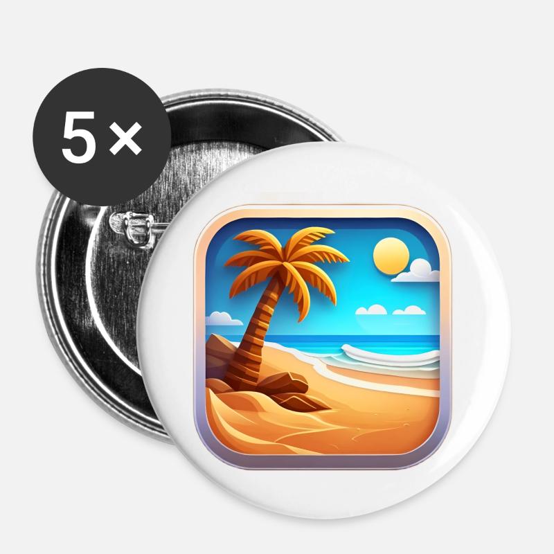 Summer Icon - Buttons large 2.2''/56 mm (5-pack) - white