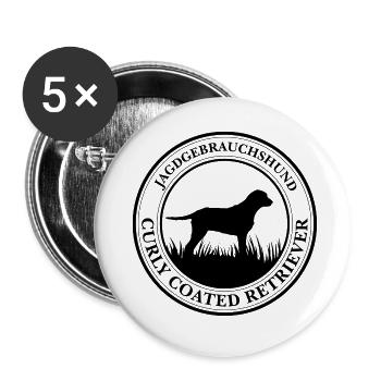 Curly Coated Retriever Jagdgebrauchshund Wilsigns - Buttons groß 56 mm (5er Pack) - Weiß - Vorne