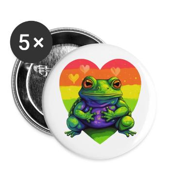 LGBTQIA+ Frosch - Buttons groß 56 mm (5er Pack) - Weiß - Vorne