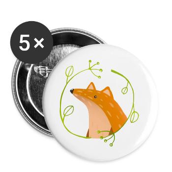 Wildtiere - Buttons groß 56 mm (5er Pack) - Weiß - Vorne