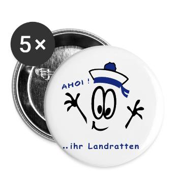 Ahoi ihr Landratten, Matrose - Buttons groß 56 mm (5er Pack) - Weiß - Vorne