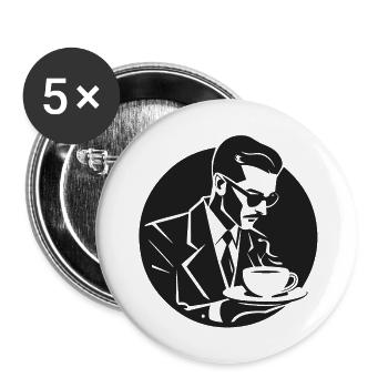 Male vintage coffee lover silhouette - Buttons large 2.2''/56 mm (5-pack) - white - Front