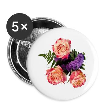 Bouquet de roses à la lueur lavande - Lot de 5 grands badges (56 mm) - blanc - Devant