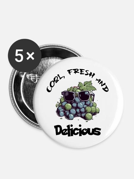 Kühl, frisch und lecker - Buttons groß 56 mm (5er Pack) - Weiß