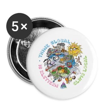 Think Global Climb Local Dark Background - Buttons large 2.2''/56 mm (5-pack) - white - Front