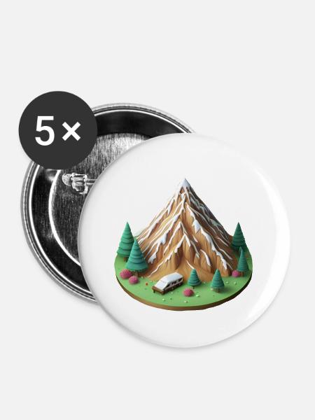 Campingberg - Buttons groß 56 mm (5er Pack) - Weiß