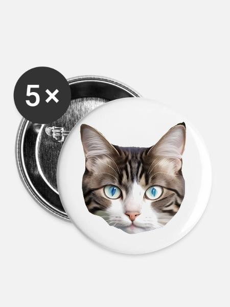 Süße Katze - Buttons groß 56 mm (5er Pack) - Weiß