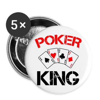 Roi du poker - Lot de 5 grands badges (56 mm) - blanc - Devant