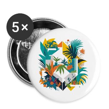 Geometric Jungle - Buttons large 2.2''/56 mm (5-pack) - white - Front