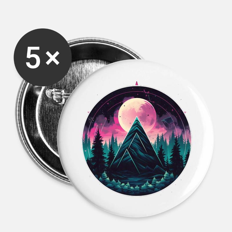 Synthwave Triangles - Buttons large 2.2''/56 mm (5-pack) - white